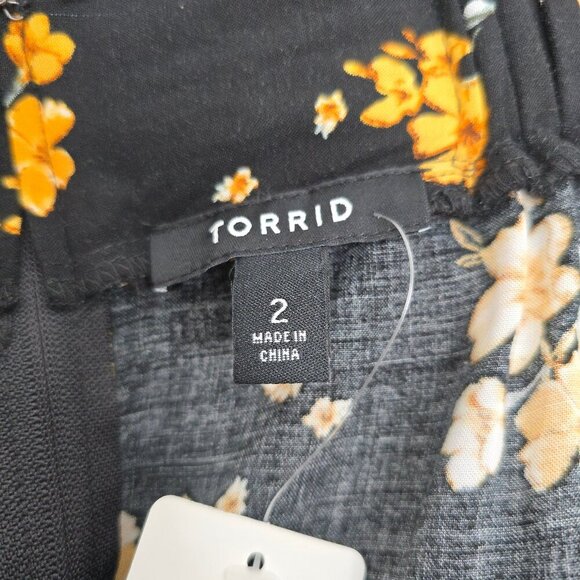 NWT Torrid Black Yellow Floral Faux Wrap Maxi Challis Skirt Ruffle Trim High Low - Picture 11 of 12